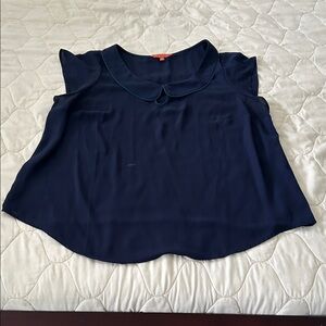 Navy Sleeveless Peter Pan Collar Blouse